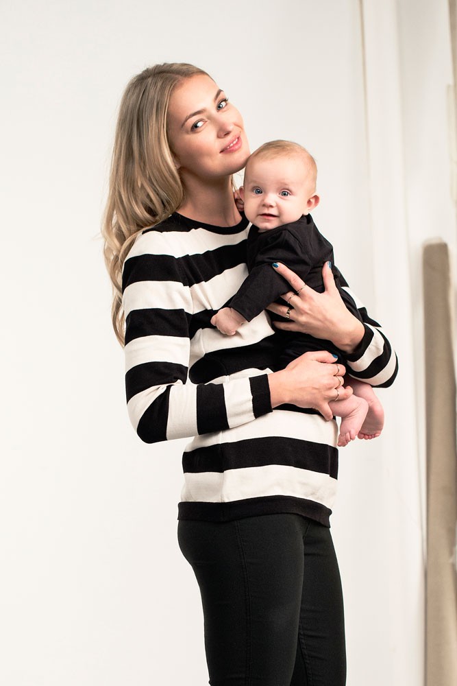 Boob Designs Organic Knitted Nursing Sweater (Black & Off White Stripes)