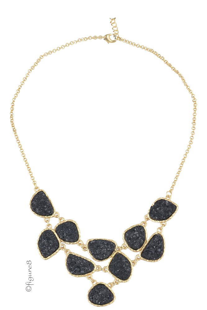 Black Pendant Stone Necklace (Black)