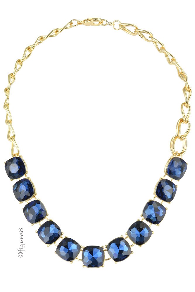 Navy Jeweled Necklace (Navy)