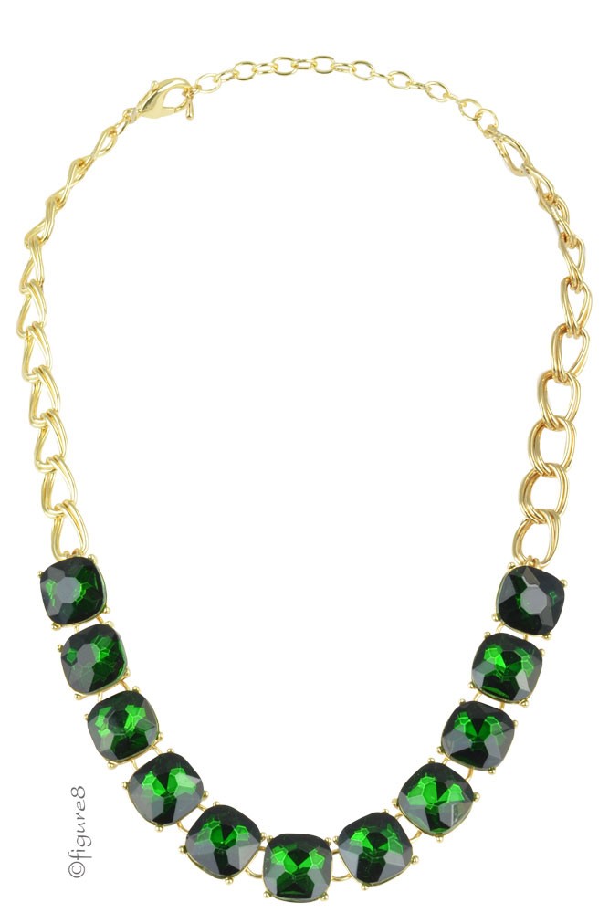 Green Jeweled Necklace (Green)