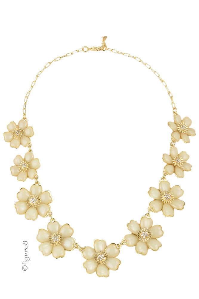 White Floral Necklace (Gold w/White Accent Floral)