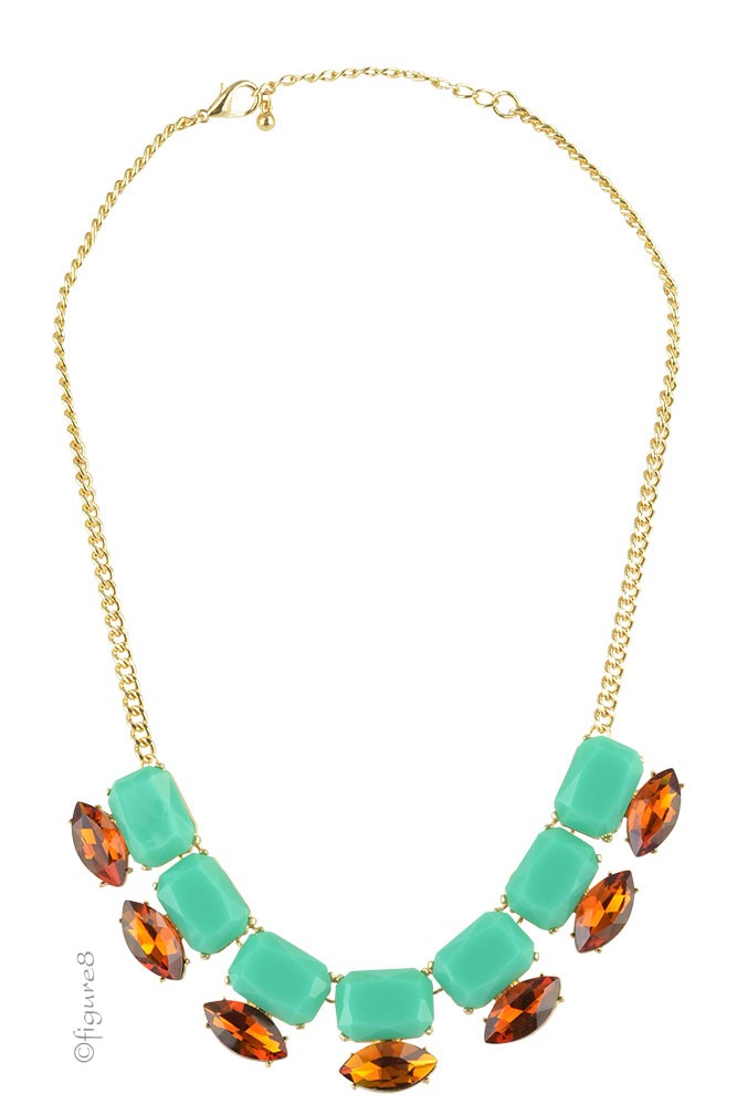 Green & Brown Jeweled Necklace (Green & Brown)