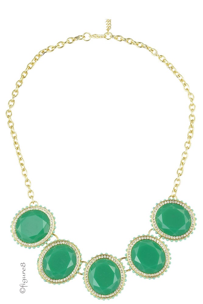 India Green Oval Pendant Necklace (Green)