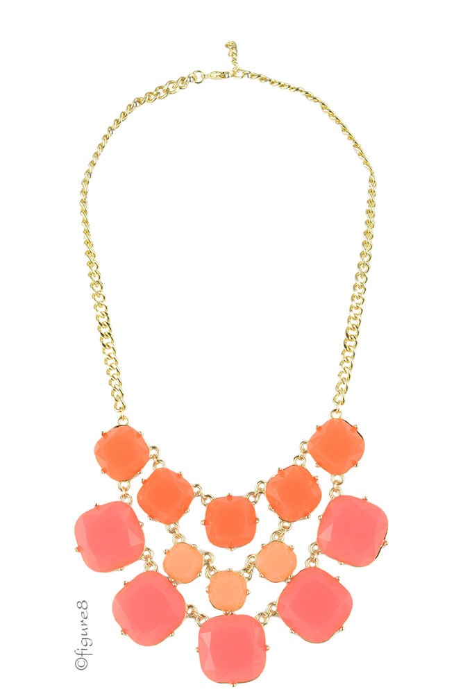 Shades of Orange Stone Necklace (Coral & Orange)