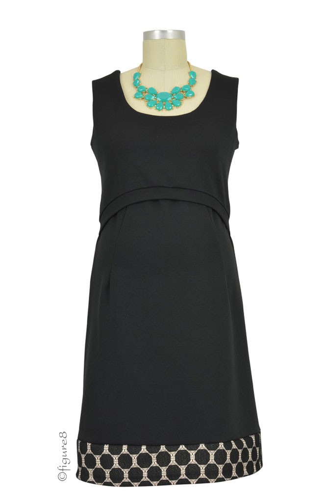Jennie Ponte Tipped Nursing Shift Dress (Black) Jennie Ponte Tipped Nursing Shift Dress (Black)