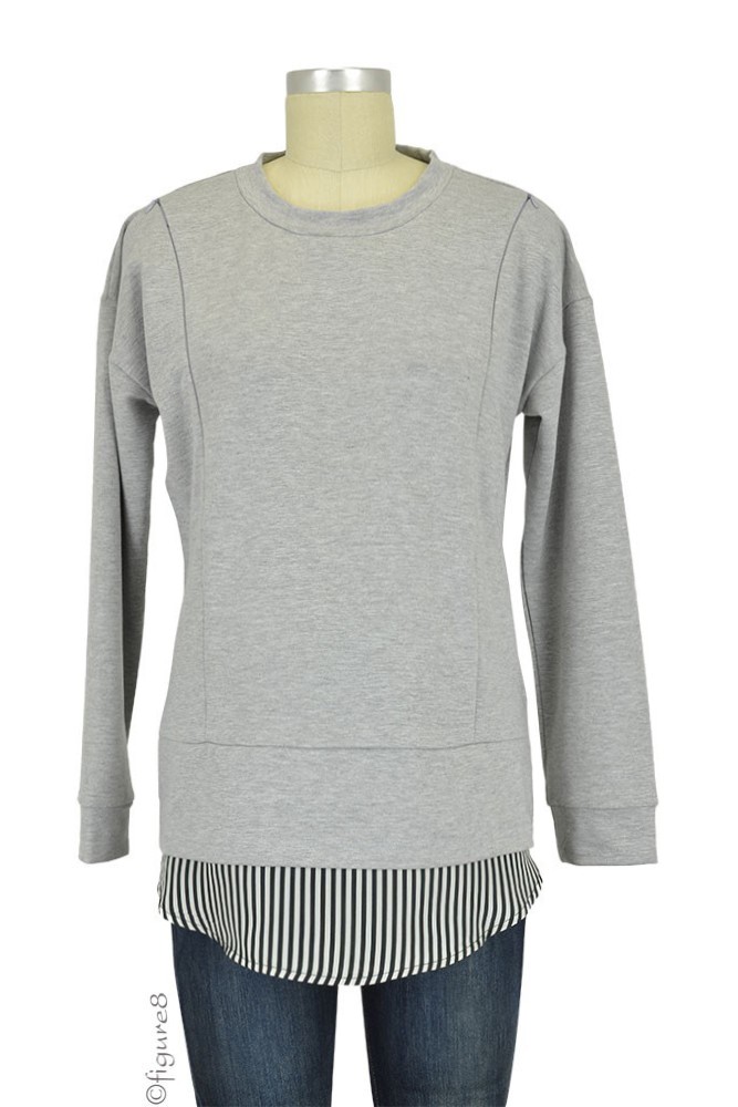 Alex Layered Look Nursing Sweatshirt (Grey)