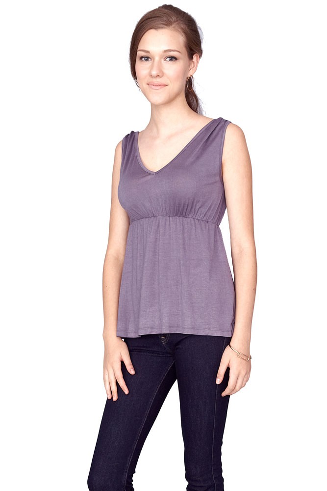 Alana Scoop to V-Neck Reversible Nursing Tank (Grey) Alana Scoop to V-Neck Reversible Nursing Tank (Grey)