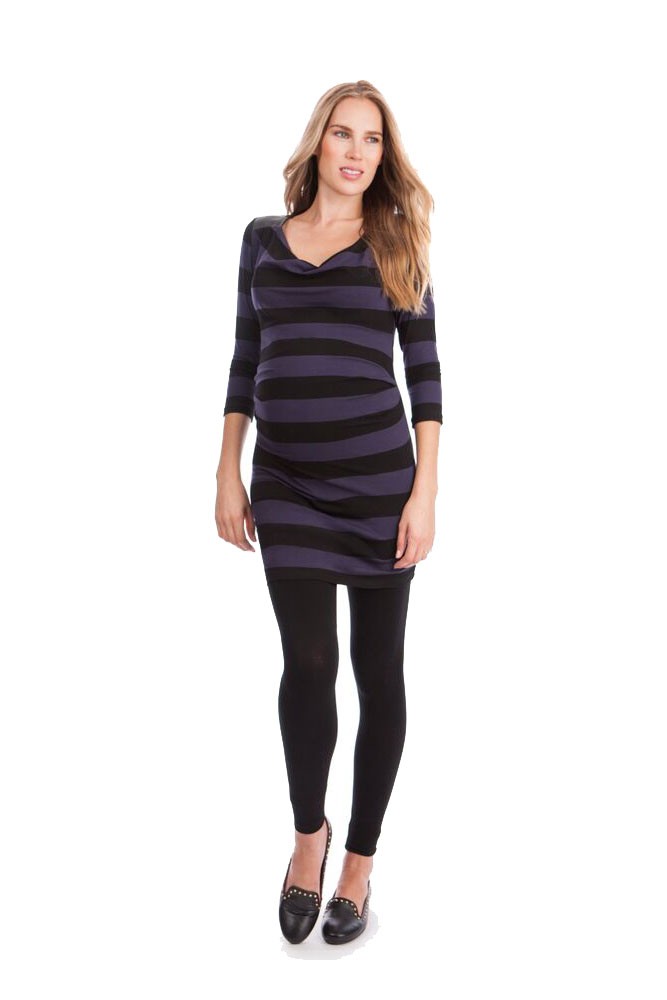 Seraphine Amity Maternity Top (Blue & Black Stripes)