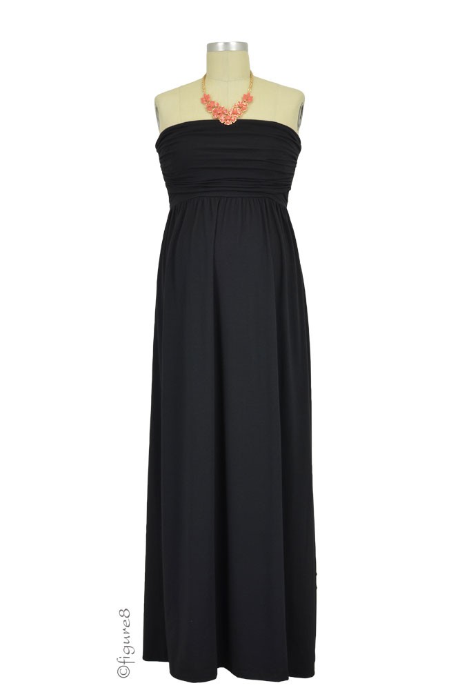 The MW Ruched Tube Maxi Maternity & Nursing Dress (Black) The MW Ruched Tube Maxi Maternity & Nursing Dress (Black)