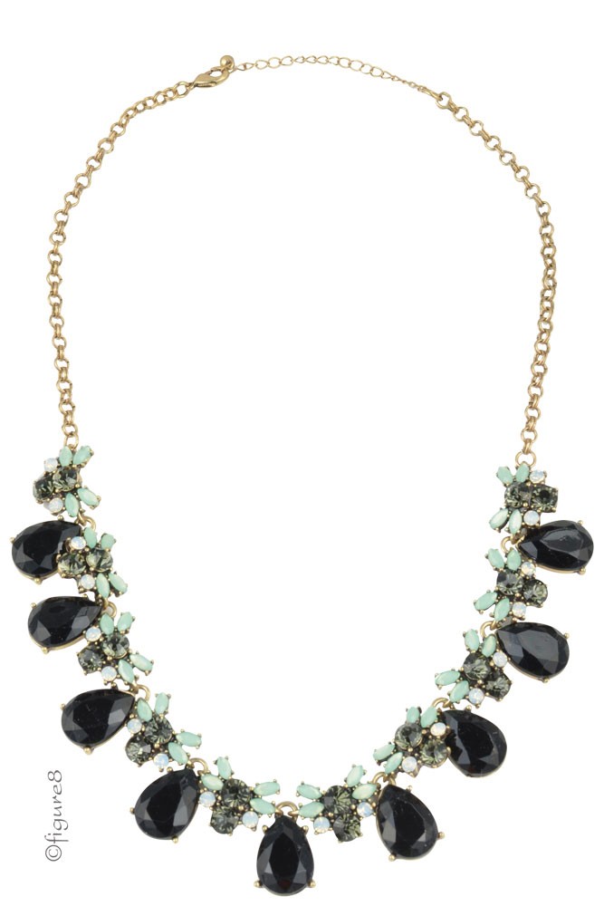 Black Stone Necklace with Green Accents (Black with Green)