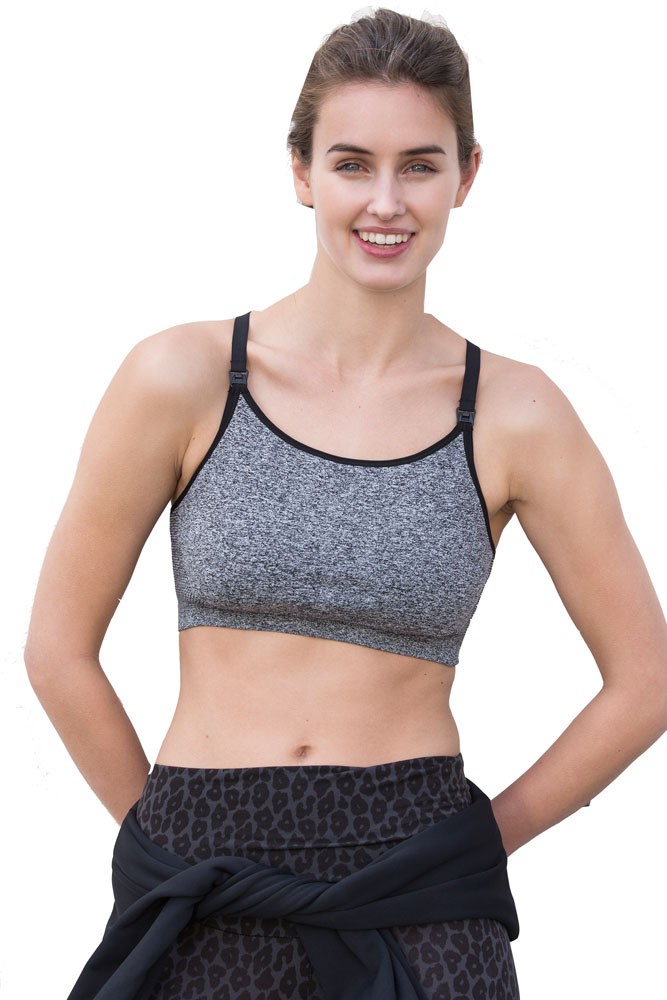 Boob Design Fast Food Soft Sports Nursing Bra (Dark Grey Melange)