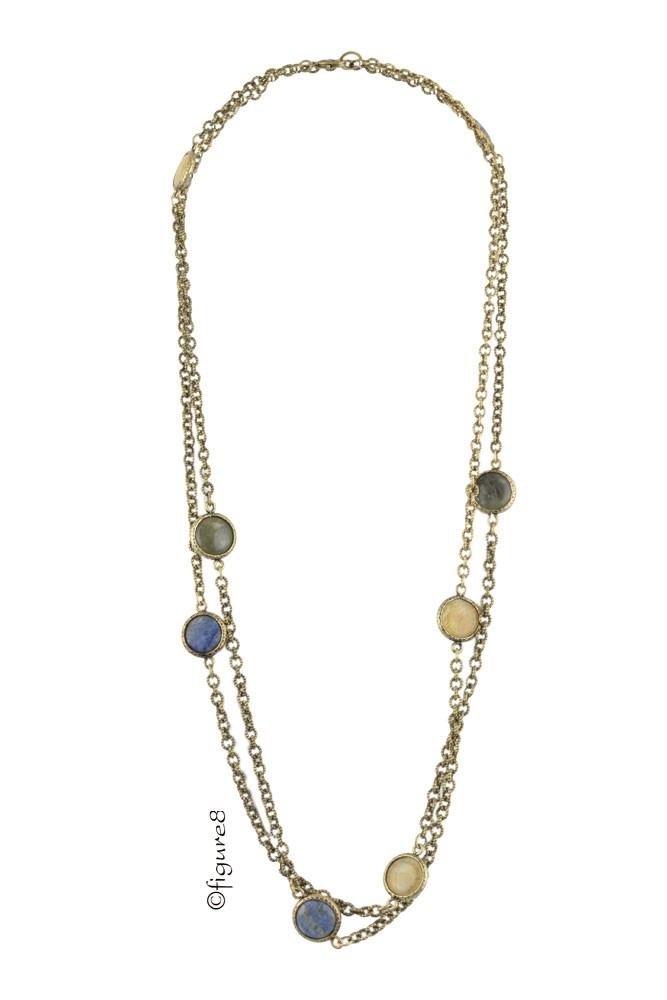 Bronze Necklace w/ Colored Jewels (Bronze w/Jewels)