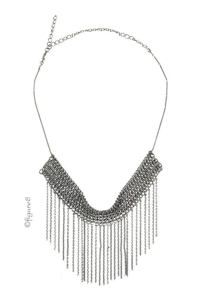 Abigail Dark Silver Fringe Choker Necklace (Dark Silver) Abigail Dark Silver Fringe Choker Necklace (Dark Silver)