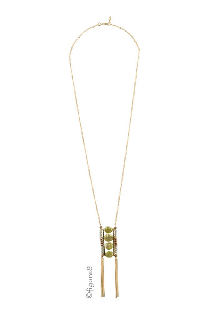 Emily Green Ladder Chain Necklace w/ Bronze Detail (Green & Bronze) Emily Green Ladder Chain Necklace w/ Bronze Detail (Green & Bronze)