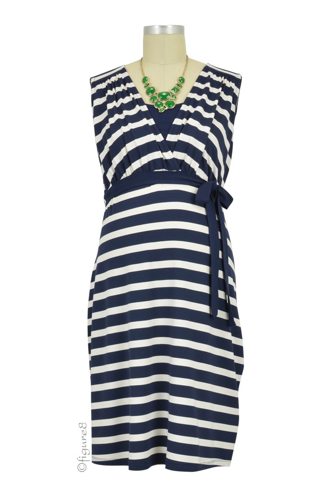 Christina Sleeveless Maternity & Nursing Dress (Navy Stripes) Christina Sleeveless Maternity & Nursing Dress (Navy Stripes)