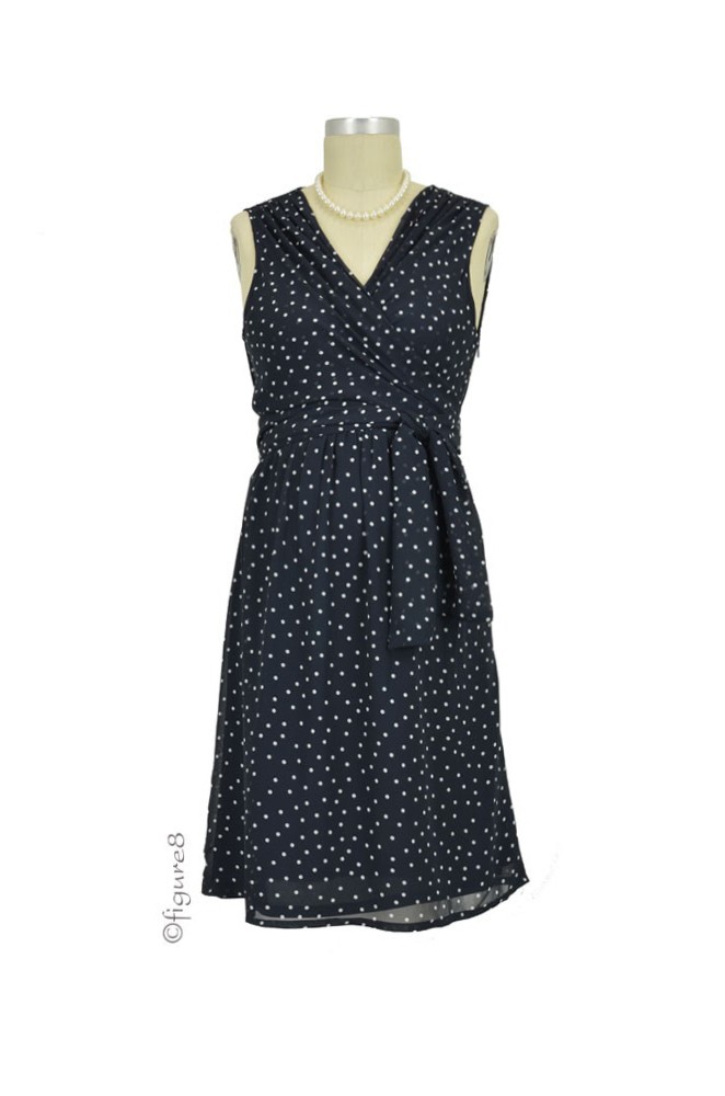 Sasha Chiffon Dotted Nursing Dress (Navy Dot)
