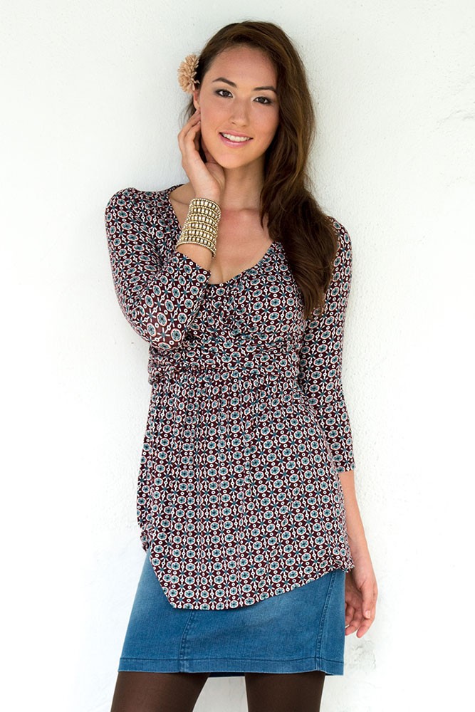 Ava 3/4 Sleeve Wrap Maternity & Nursing Top (Goli Print) Ava 3/4 Sleeve Wrap Maternity & Nursing Top (Goli Print)