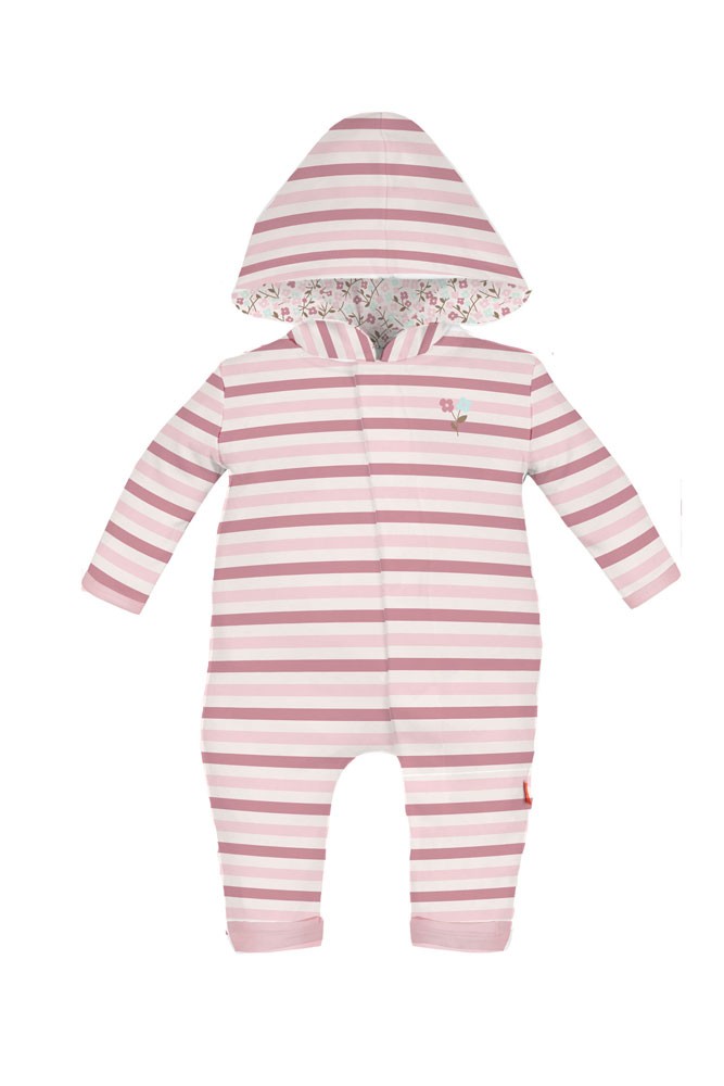 Magnificent Baby Magnetic Me™ Bedford Stripes Hooded Baby Girl Coverall (Bedford Stripes)