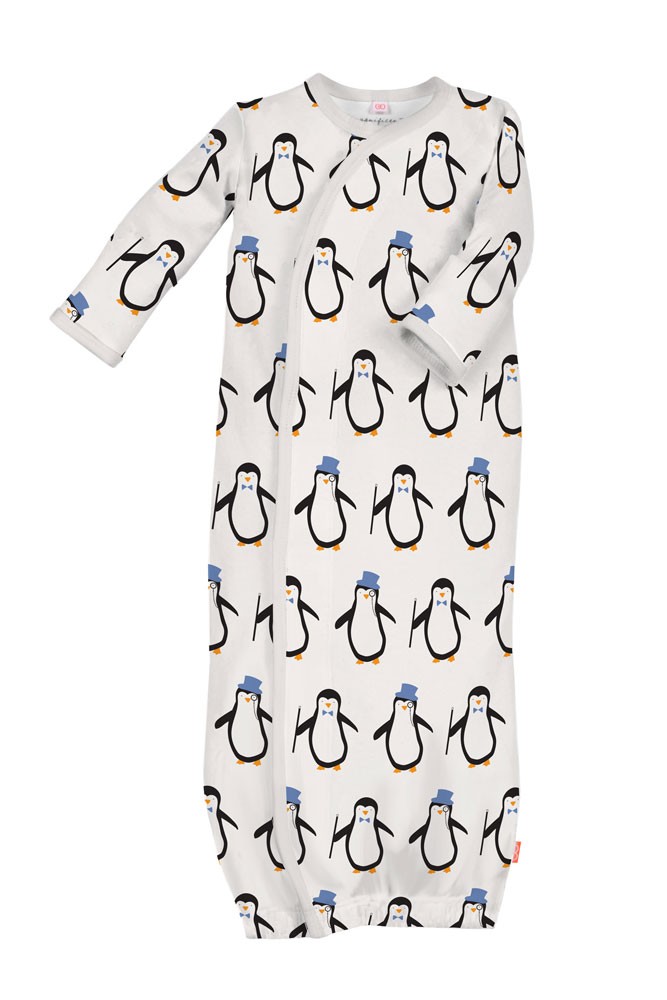 Magnificent Baby Party Penguins Baby Boy Gown (Penguin Blue)