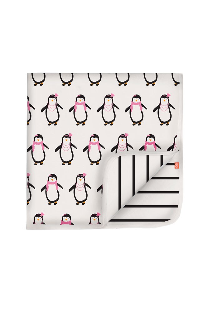Magnificent Baby Reversible Baby Girl Blanket (Penguin Pink)