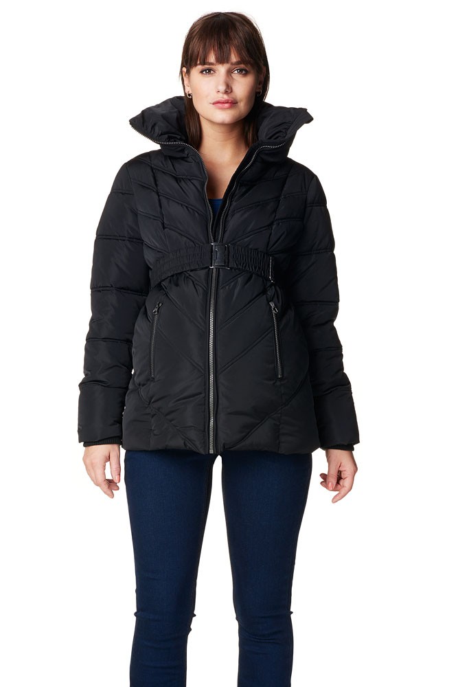 Leslie Quilted Maternity Coat (Black)
