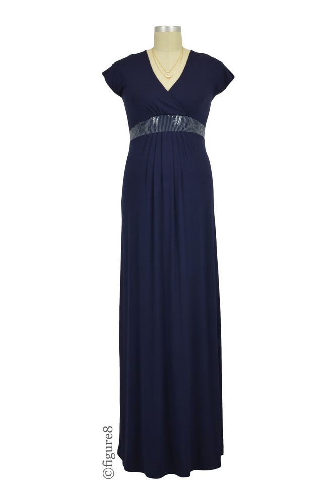 Morgan Sequin Maxi Nursing Dress (Midnight Blue)
