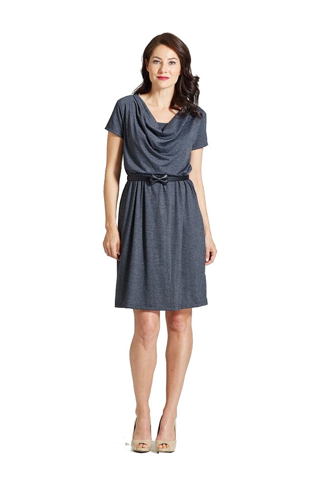 Milky Way Avery Cowl-Neck Maternity and Nursing Dress (Charcoal)