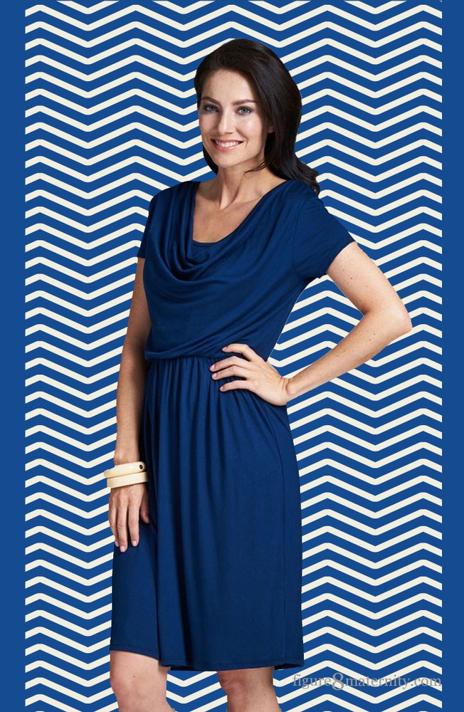 Milky Way Avery Cowl-Neck Maternity and Nursing Dress (Navy) Milky Way Avery Cowl-Neck Maternity and Nursing Dress (Navy)