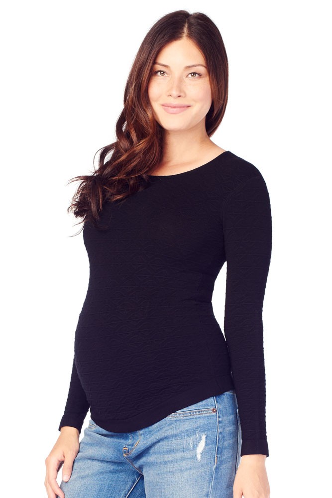 Ingrid & Isabel Textured Fitted Maternity Sweater (Black)