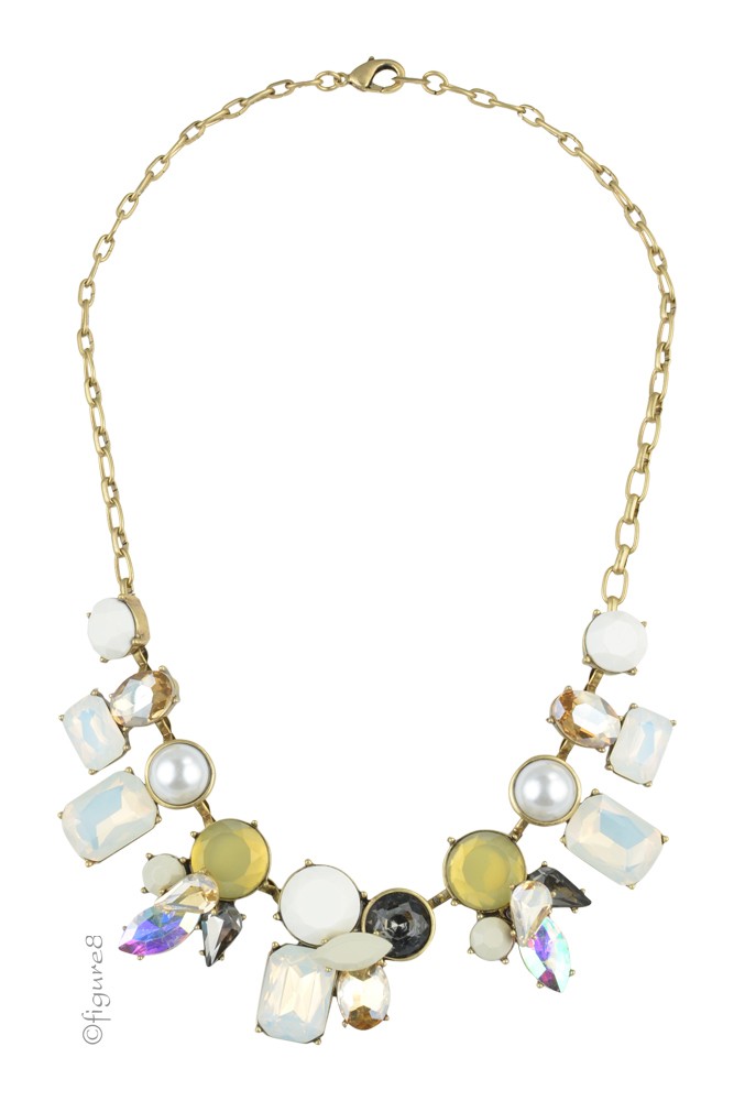 Jeweled Statement Necklace (White & Black) Jeweled Statement Necklace (White & Black)
