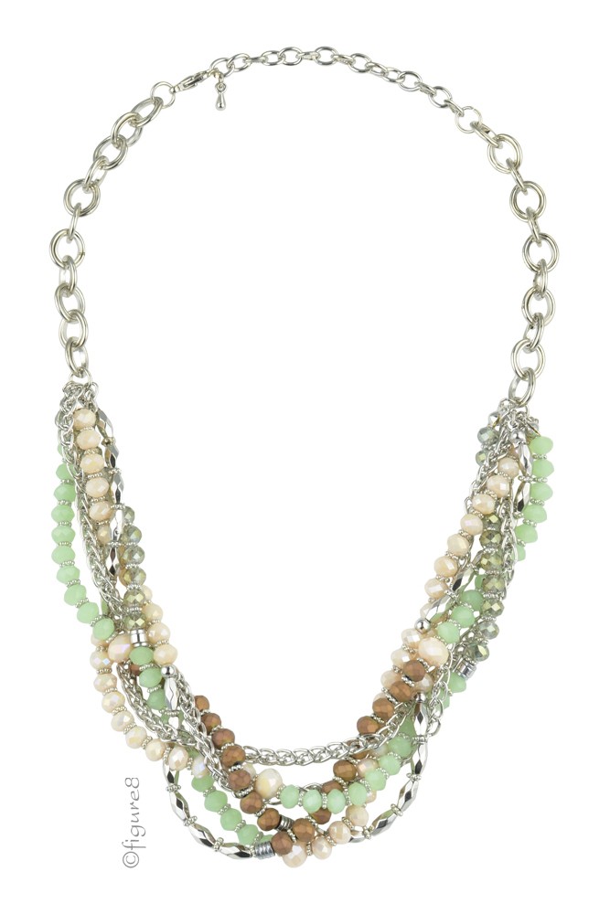 Layered Twist Necklace (Mint-Opaque-Brown)