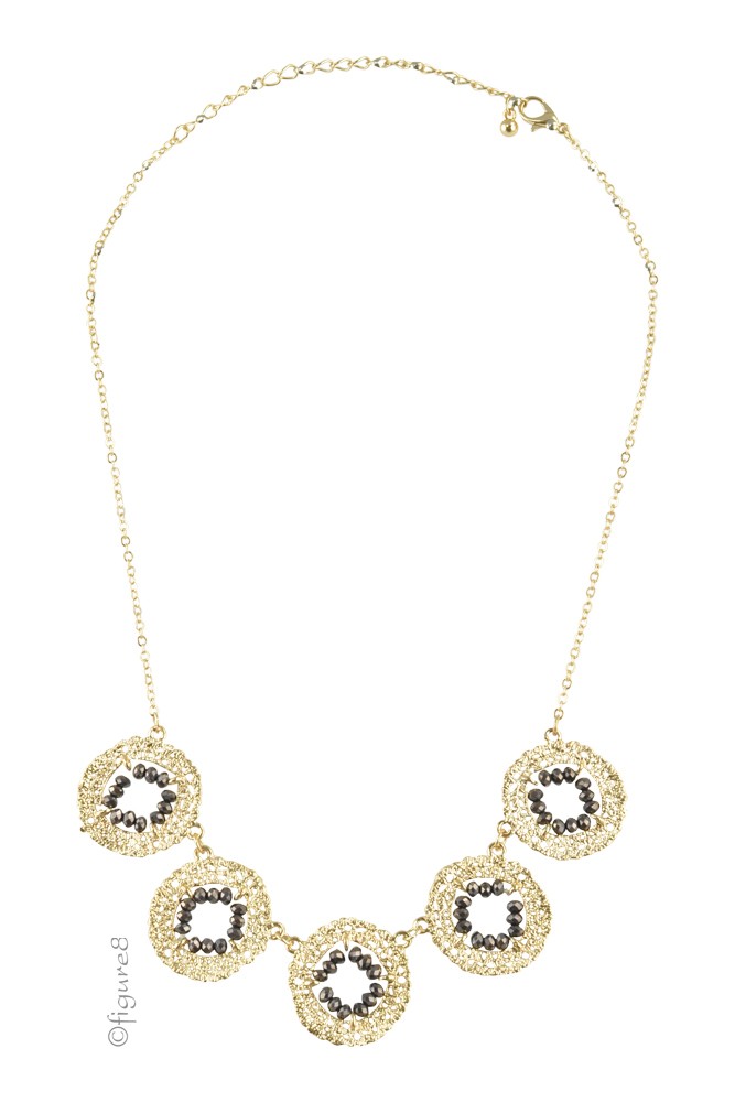 Aiden Wheel Necklace (Gold/Black)