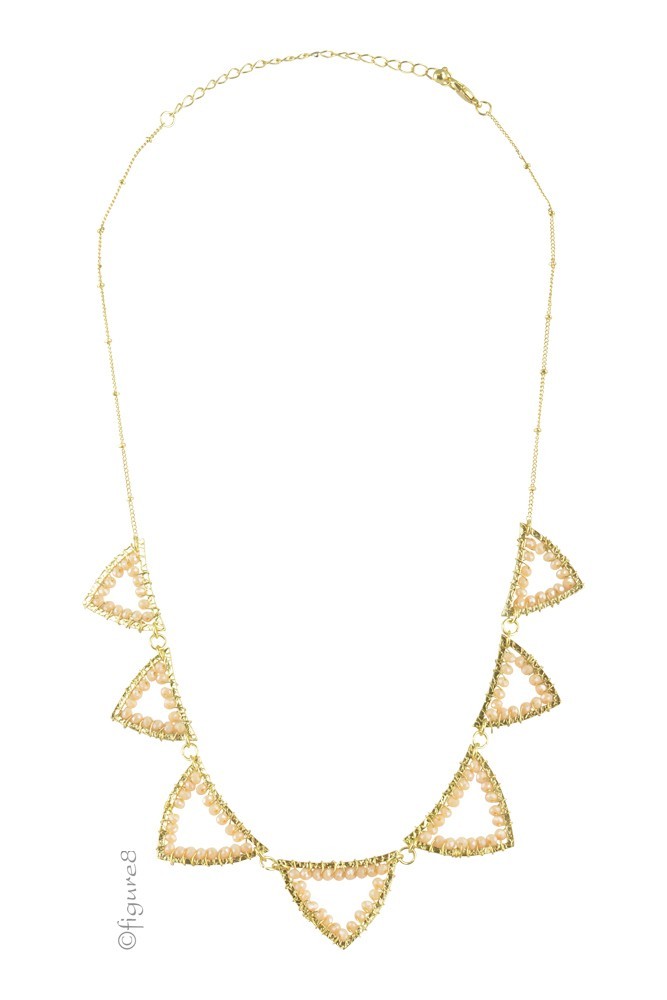 Pretty Triangle Necklace (Gold/Pink)