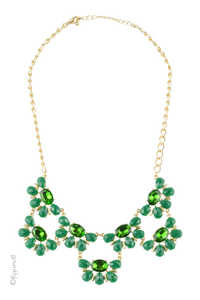 Estelle Floral Bib Necklace (Emerald Green)