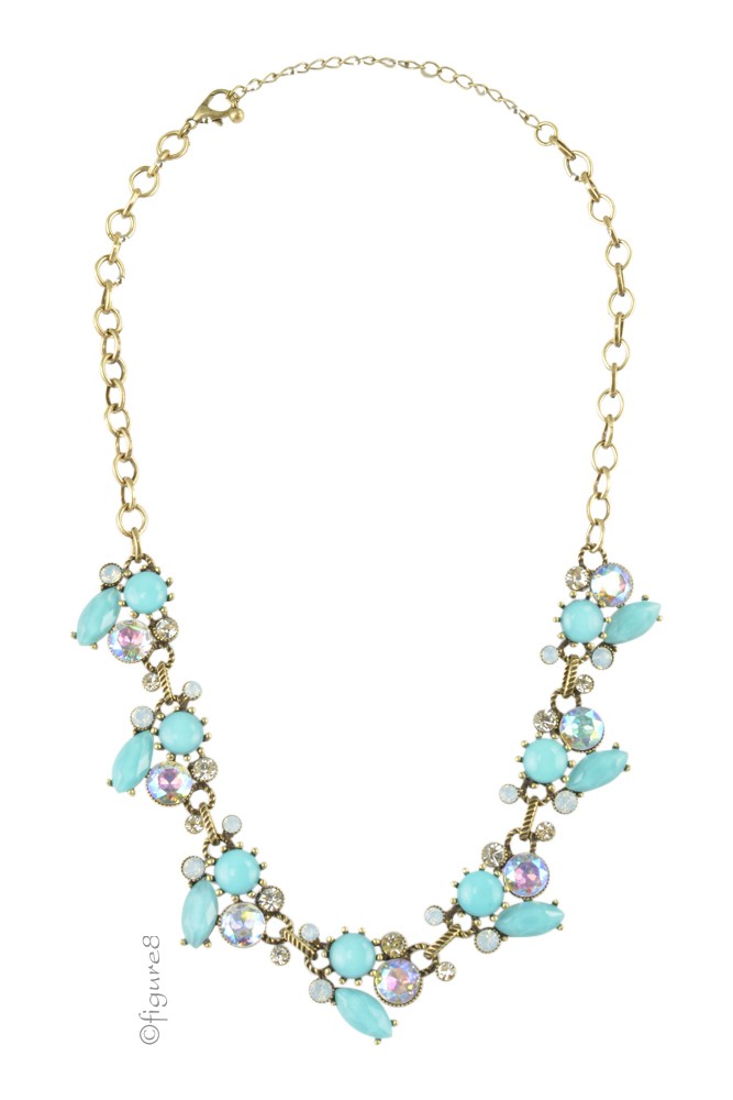 Blue Collar Necklace with Faux Diamonds (Blue w/ Diamonds)