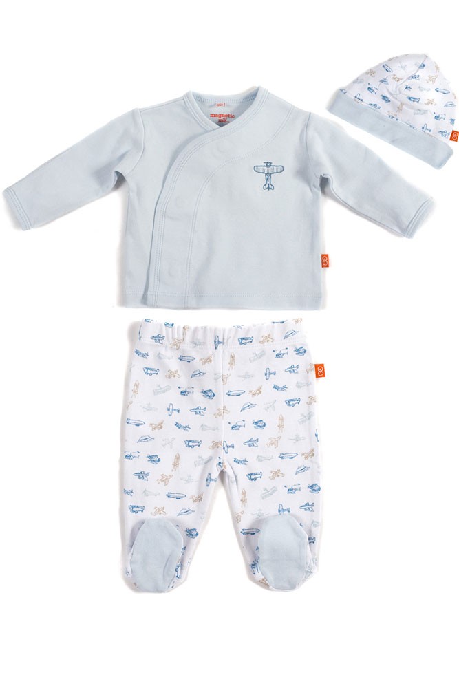 Magnetic Me™ Cotton 3-Piece Magnetic Kimono Set (Airplane) Magnetic Me™ Cotton 3-Piece Magnetic Kimono Set (Airplane)