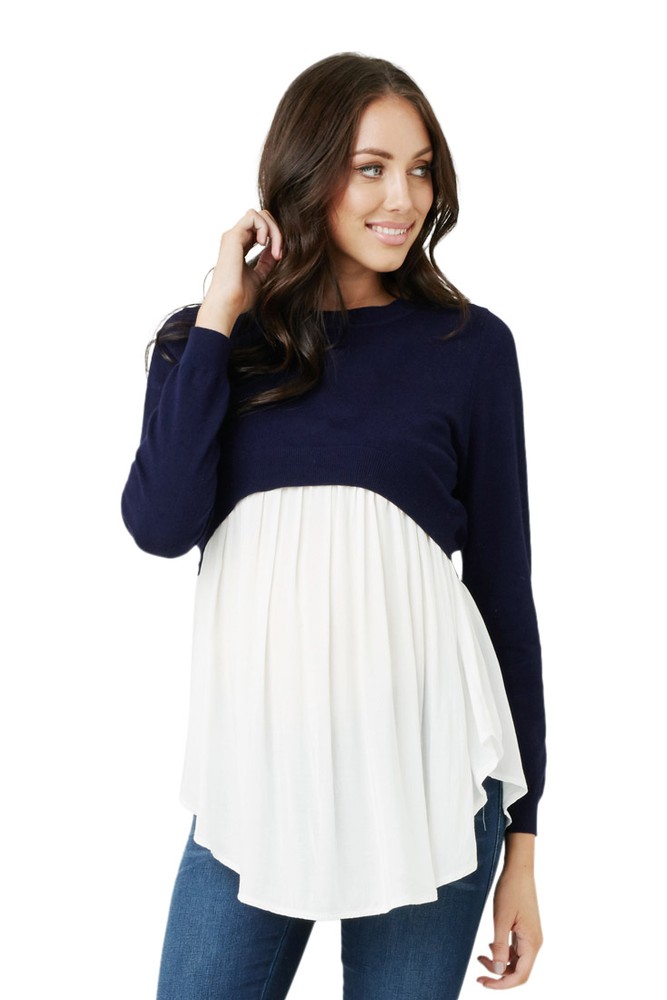 Adriana Babydoll Maternity & Nursing Sweater (Navy) Adriana Babydoll Maternity & Nursing Sweater (Navy)