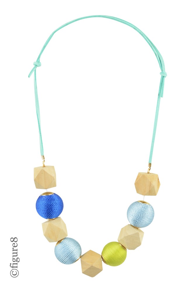 Geometric Beaded Necklace (Shades of Blue)