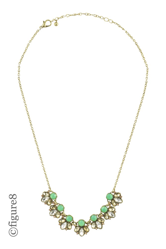 Green Beeded Necklace with Faux Diamonds (Green w/ Shiny Accents) Green Beeded Necklace with Faux Diamonds (Green w/ Shiny Accents)