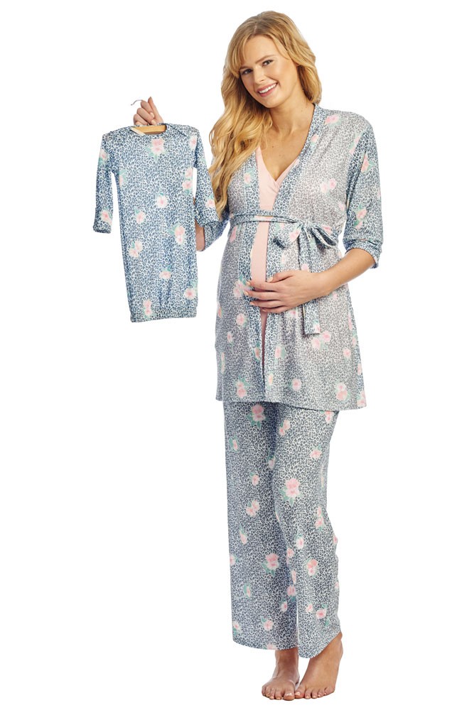 Analise 5-Piece Mom and Baby Maternity and Nursing PJ Set (Jungle Floral) Analise 5-Piece Mom and Baby Maternity and Nursing PJ Set (Jungle Floral)
