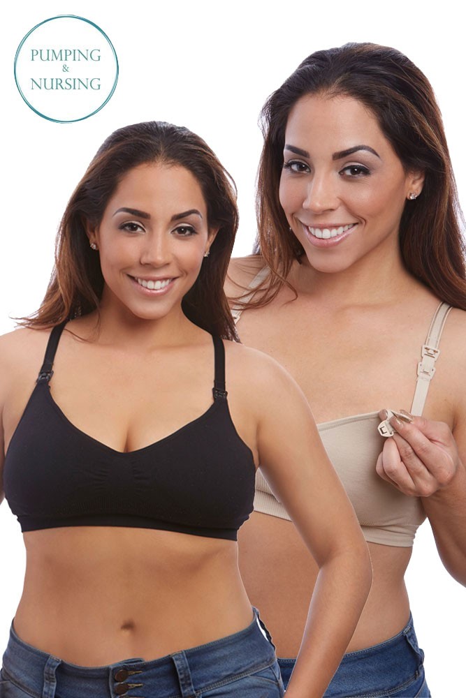 Nourish by BeliBea Seamless Nursing and Hands-Free Pumping Bra - 2 Pack (Nude & Black) Nourish by BeliBea Seamless Nursing and Hands-Free Pumping Bra - 2 Pack (Nude & Black)