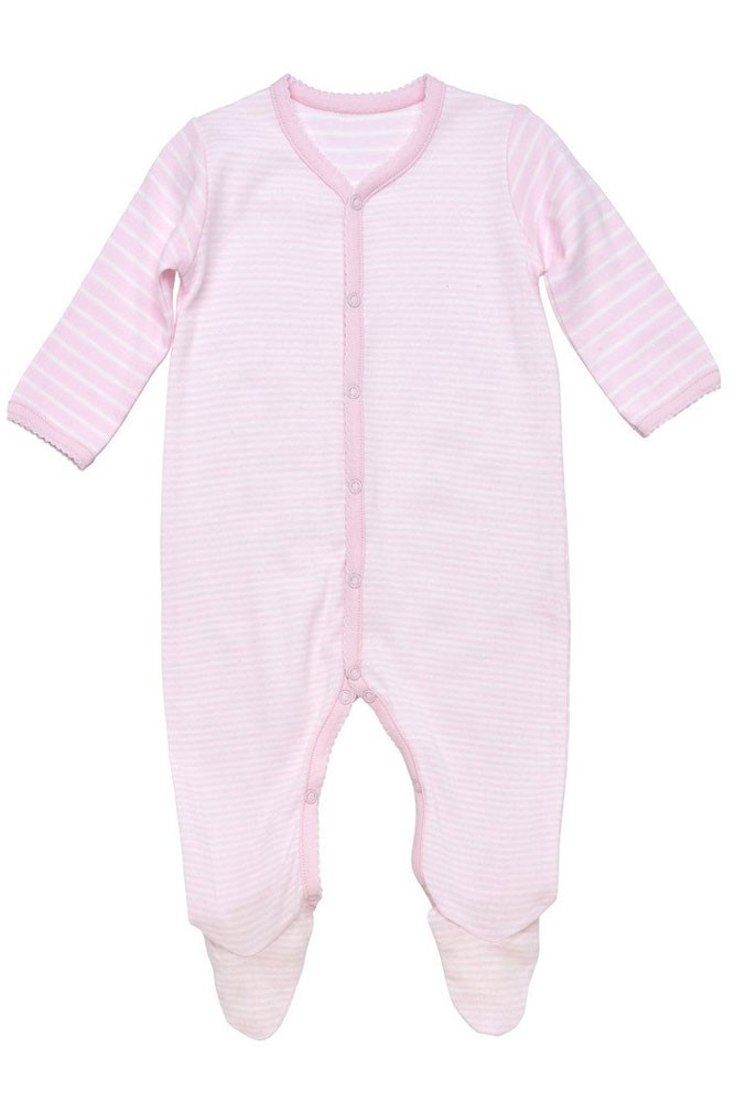 Under the Nile Organic Cotton Side Snap Footie (Pink Stripes)