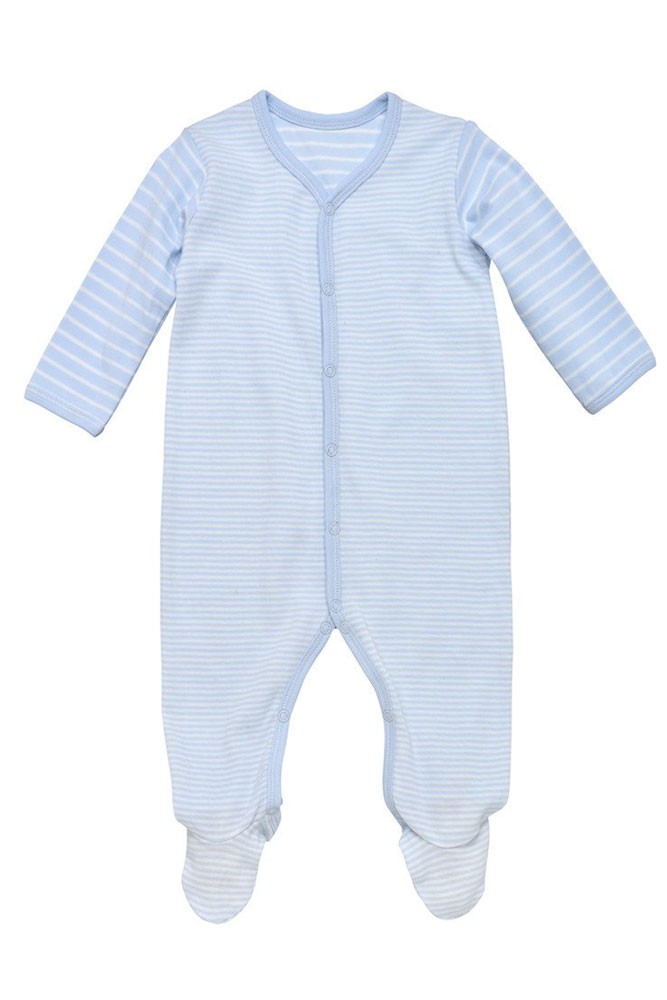 Under the Nile Organic Cotton Side Snap Footie (Blue Stripes) Under the Nile Organic Cotton Side Snap Footie (Blue Stripes)