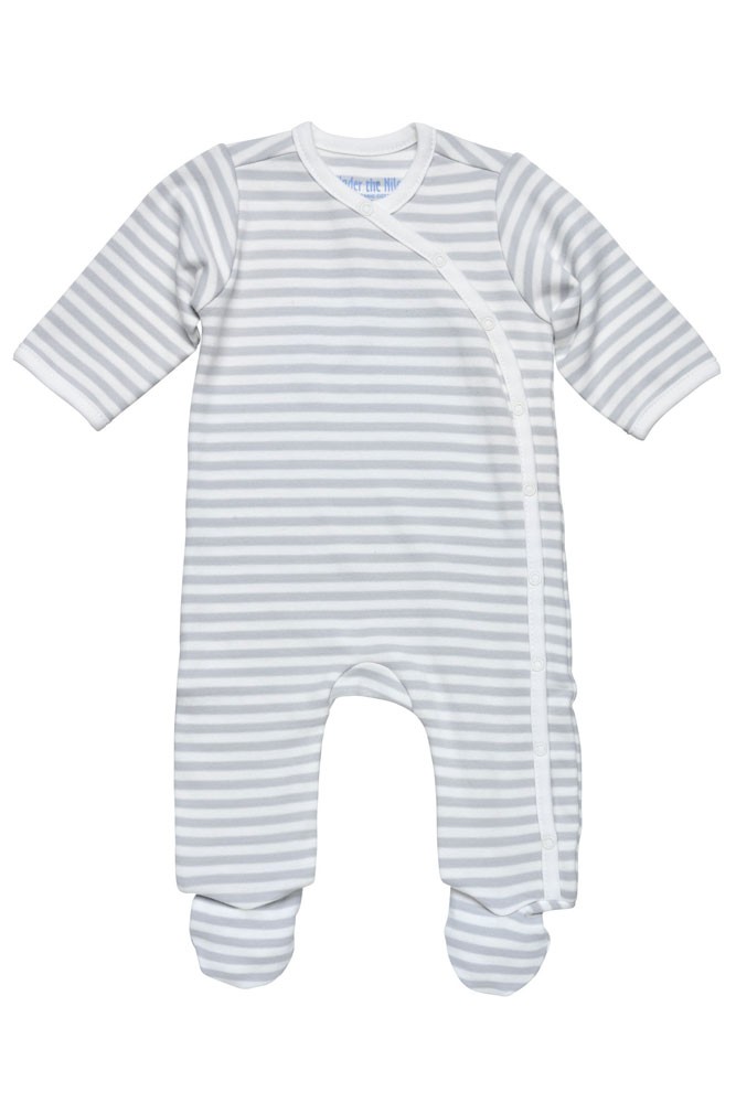 Under the Nile Organic Cotton Printed Side Snap Footie (Safari Grey Stripe) Under the Nile Organic Cotton Printed Side Snap Footie (Safari Grey Stripe)