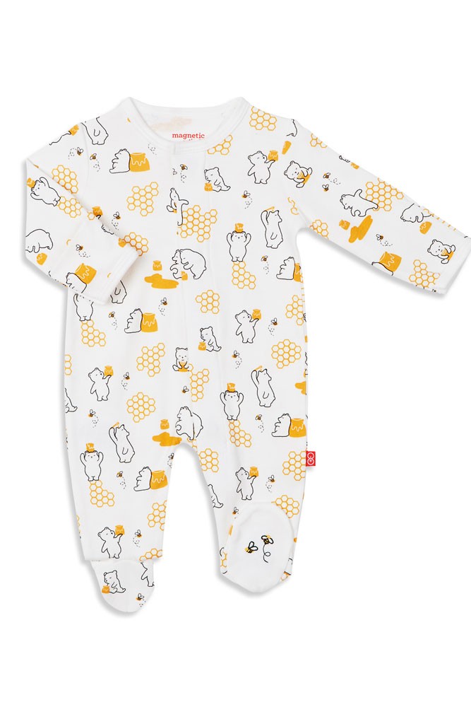 Magnetic Me™ 100% Organic Cotton Magnetic Baby Footie (Honey Bee Mine)