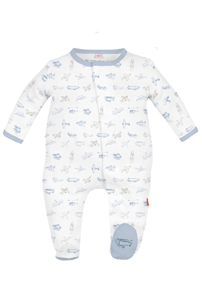 Magnetic Me™ 100% Organic Cotton Magnetic Baby Footie (Airplanes)