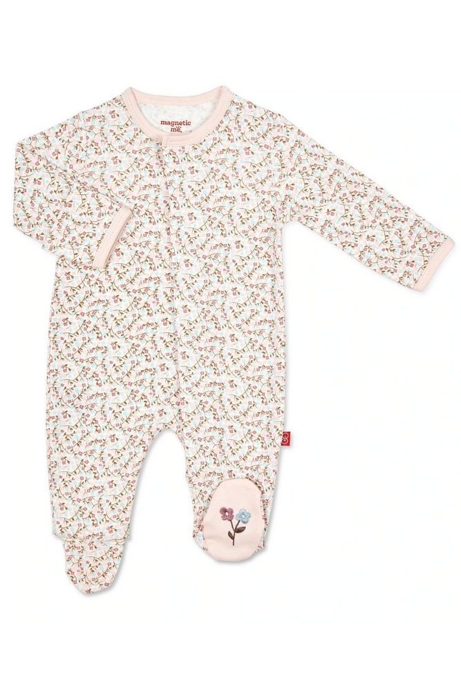 Magnetic Me™ 100% Organic Cotton Magnetic Baby Footie (Bedford Floral)