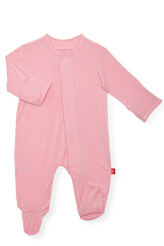 Magnetic Me™ Modal Magnetic Baby Footie (Solid Dusty Rose)