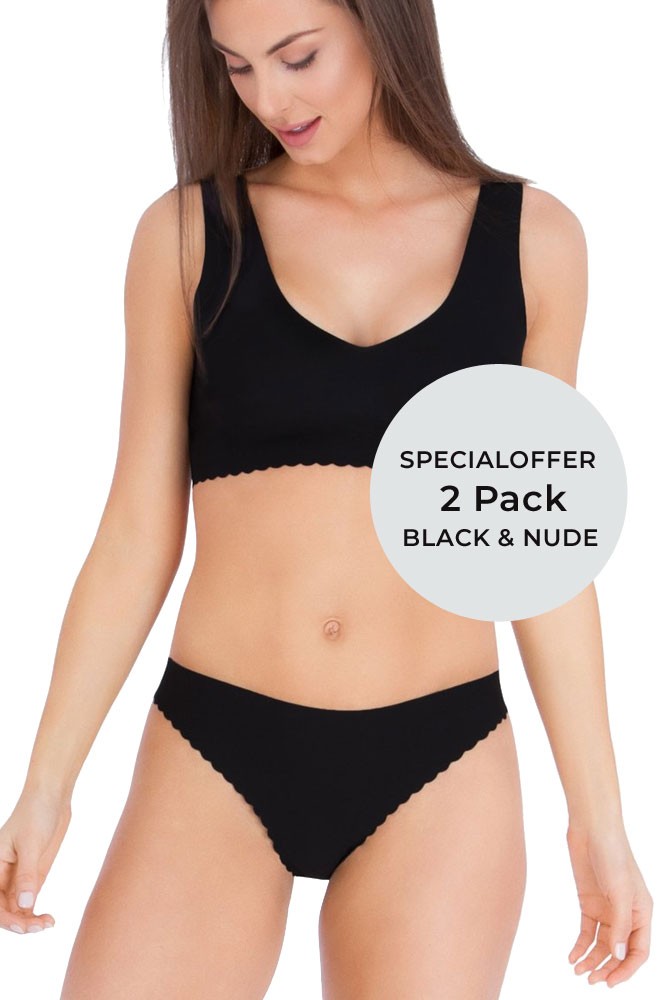Anti Thong Leak Resistant Undies by Belly Bandit® - 2 Pack (Black & Nude) Anti Thong Leak Resistant Undies by Belly Bandit® - 2 Pack (Black & Nude)