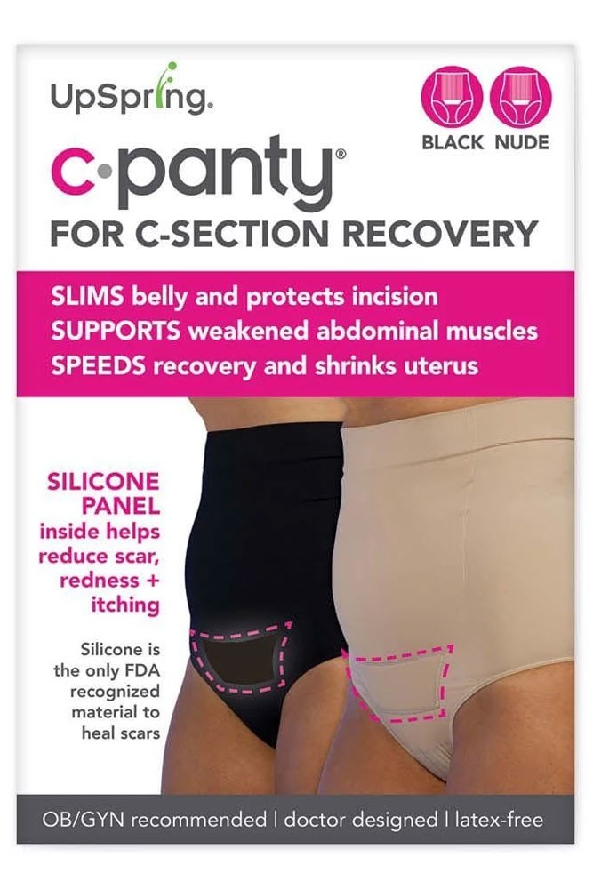C-Panty High Waist C-Section Recovery Underwear - 2 Pack (Black & Nude)